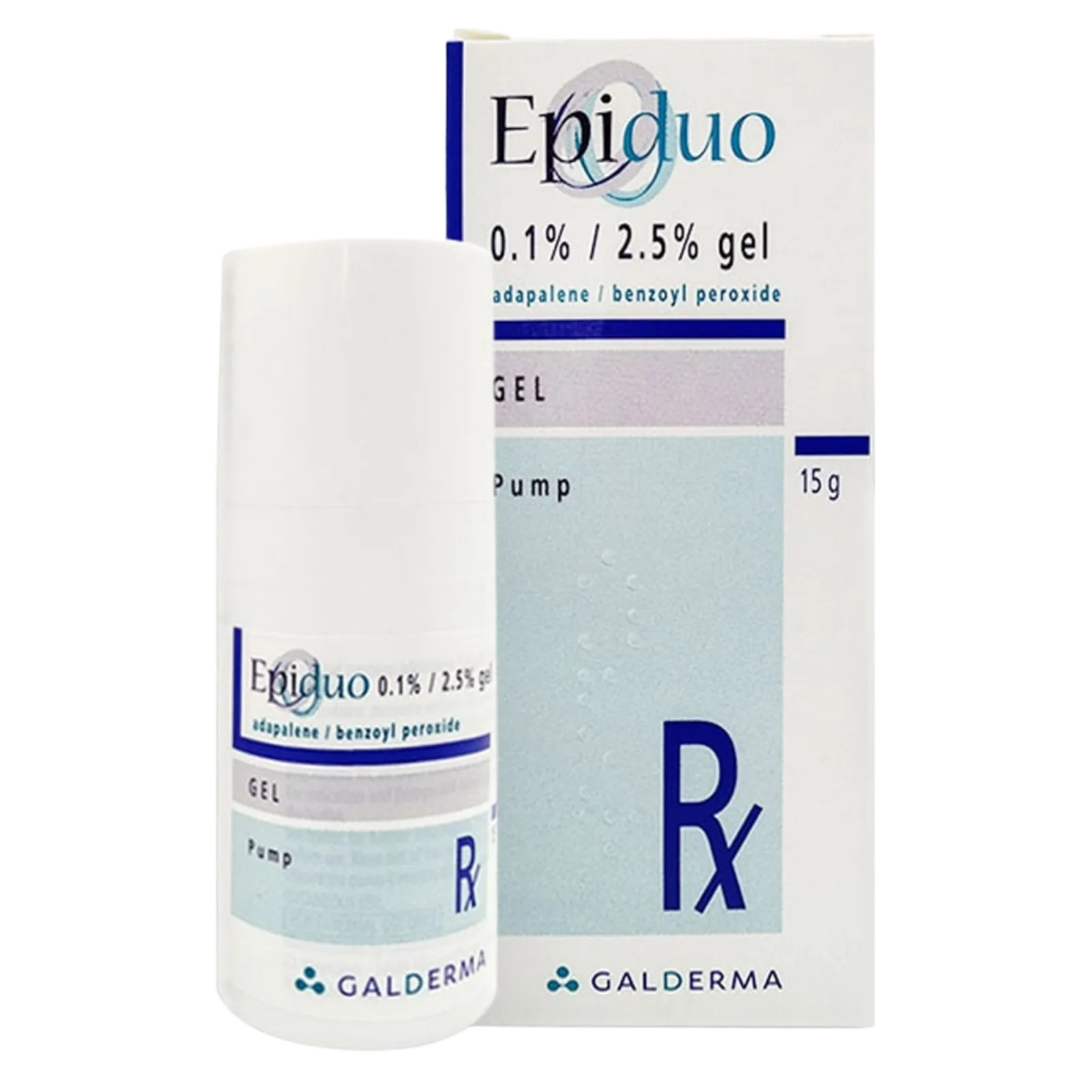 Epiduo Gel 15 g — Adapalene 0,1% + Benzoyl Peroxide 2,5%.