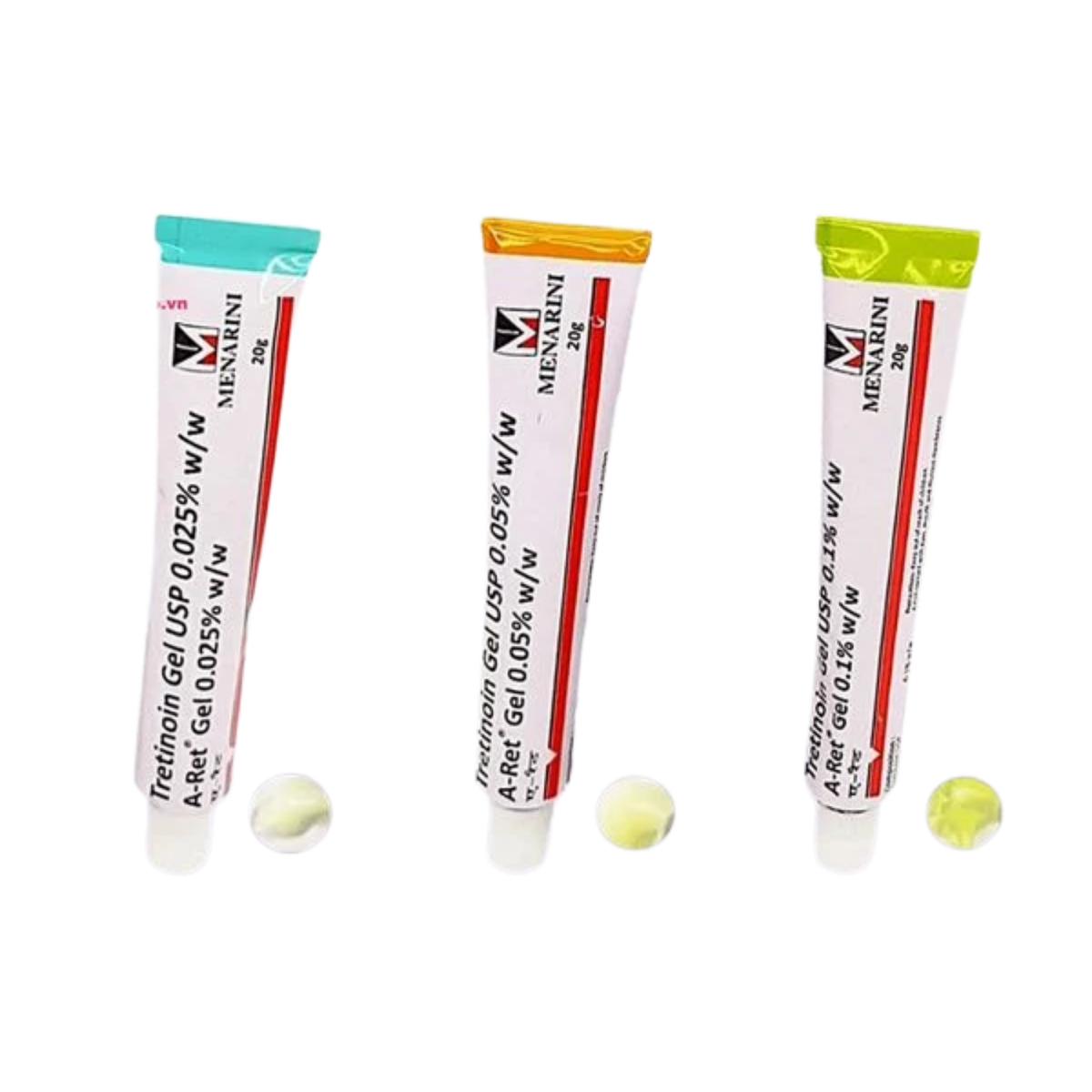 A-Ret Tretinoin Gel 0,025%, 0,05% và 0,1%.